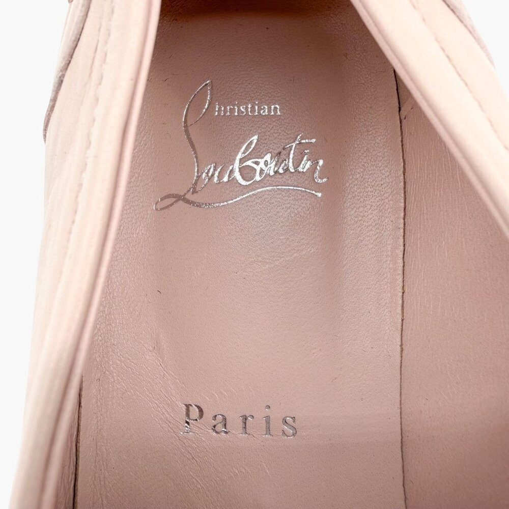 Christian Louboutin CL Moc Lug Leather Loafers Nude Beige Size 37 US 7 Women's - Picture 15 of 15